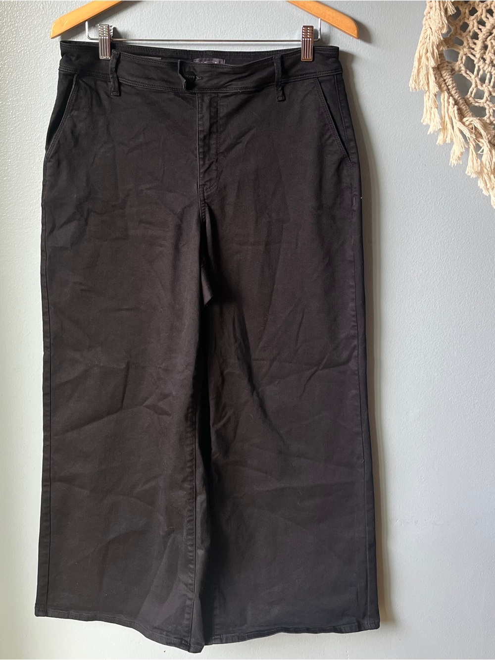 NYDJ Mona Wide Leg High Rise Trouser Jeans Black Size 10